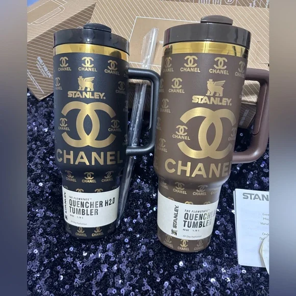 Bundle CCGold Logo Stainless Steel Tumbler Set in Black and Brown - Picture 1 of 8